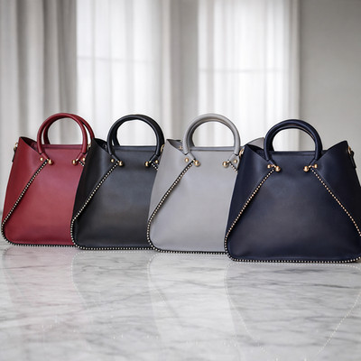 Damen Taschen Set 3-teilig mit Geldbörse und Clutch elegant mit Nieten 8537