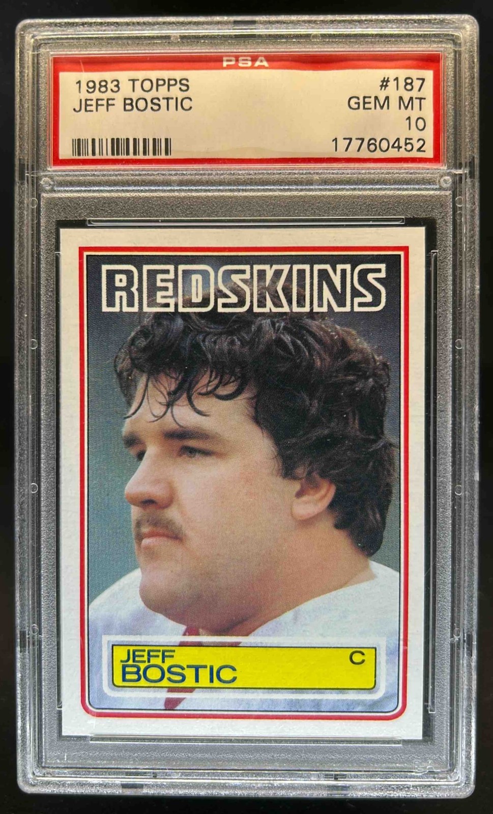 1983 Topps Jeff Bostic Rookie RC #187 Redskins PSA 10