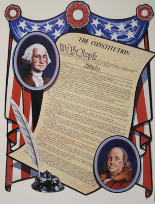 1986 Beistle Vtg Diecut Constitution Washington Benjamin Cutout 23'' Decor USA