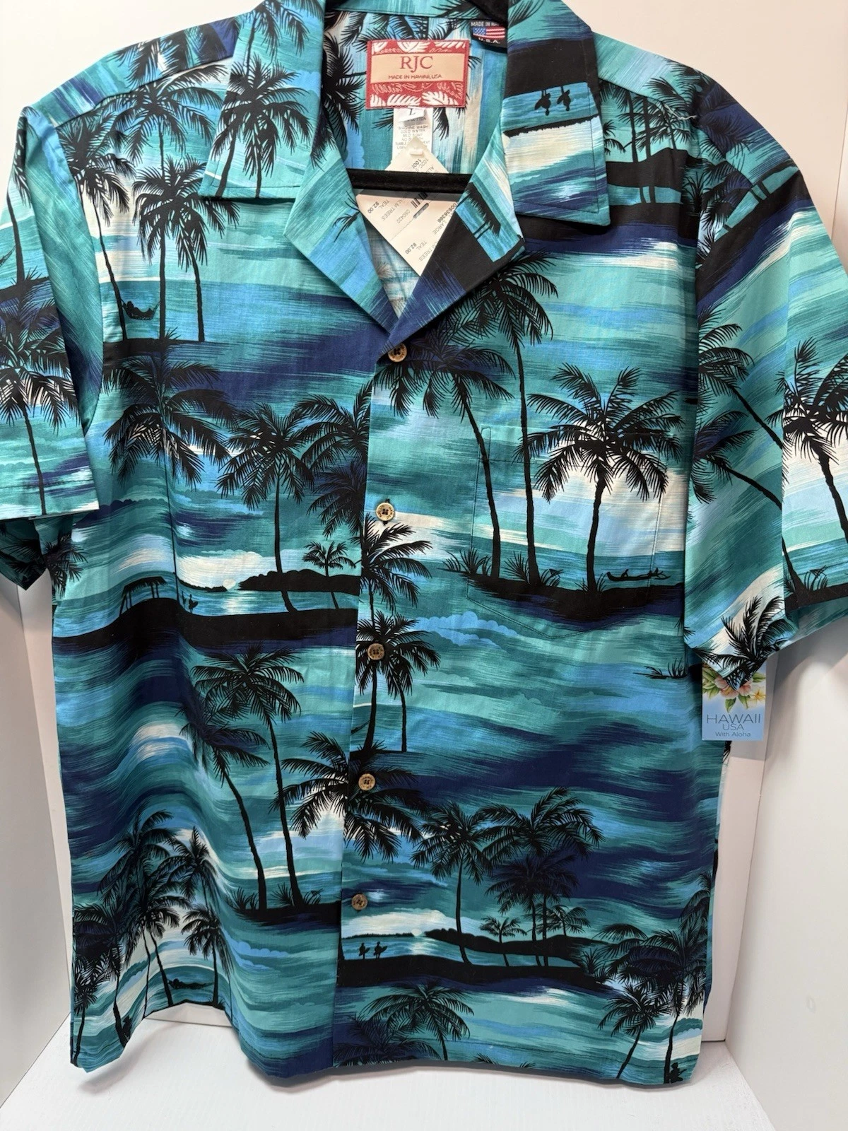 Rjh Hawaiian Hand Crafted Men’s Shirt Lg NWT 671