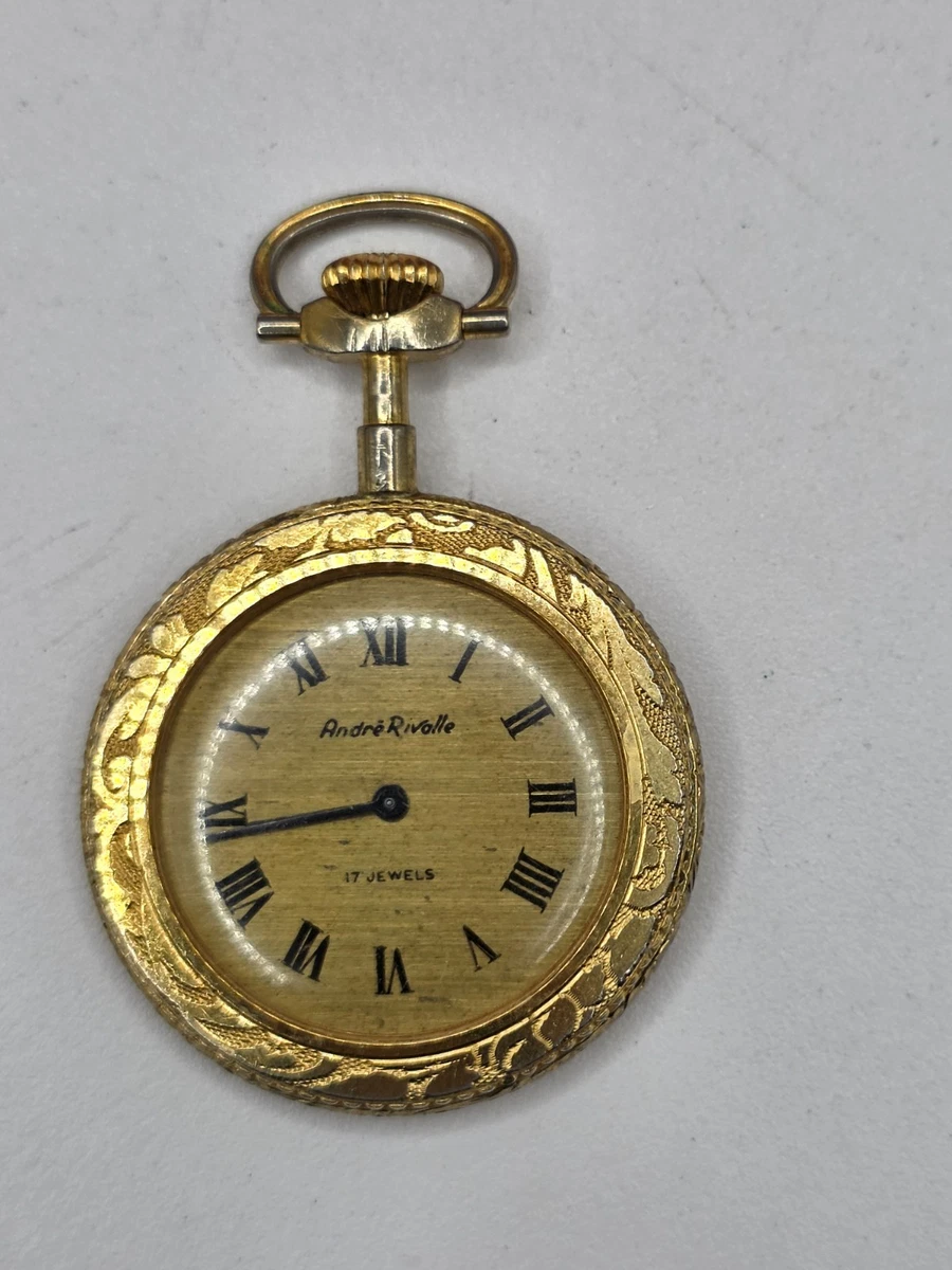 Vintage Andre Rivalle 17 Jewel Watch Avon Necklace Gold Tone Cameo Pendant Runs Vintage andre rivalle - Gem main image 2