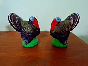 2 Vintage 1940s Turkey Paper Mache Candy Container Made in U.S. Zone Germany 3"
