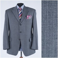 Mens Grey Blazer 44R UK Size ATELIER TORINO Wool Sport Coat Vintage Jacket