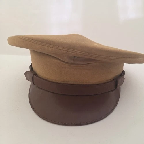 VTG US Military WW2 Era Army Officer Khaki Service Visor Cap Hat