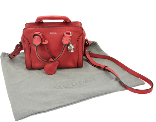 $1345 NWT Alexander McQueen Salmon Leather Skull Padlock Two-Way Satchel Bag