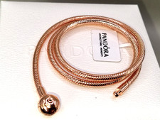 Genuine Pandora Moment Ball Clasp Snake Rose Gold Chain Necklace 45cm New In Box