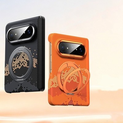 Magnetic Slim Aramid Fiber Patter Case For Huawei Pura X Max Hinge Bracket Cover