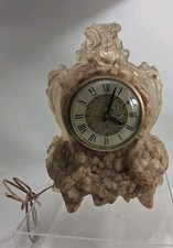 Vtg MCM Lanshire Resin Embossed Rock Vomit Quartz Mantle Clock Parts Only Read