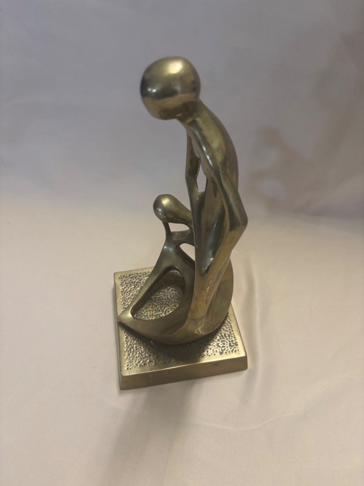 Mid Century Modern Abstract Solid Brass Couple Sculpture Art Figurine