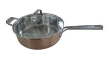 EMERIL LAGASSE Deep Fry Saute Pan 4QT Stainless Steel Handle Glass Lid