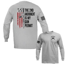 2nd Amendment is My Gun Permit Constitution Patriotic Gun US Flag Long Sleeve