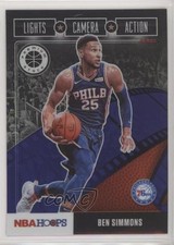 2019 Panini NBA Hoops Premium Stock Lights Camera Action Purple Ben Simmons 1x9