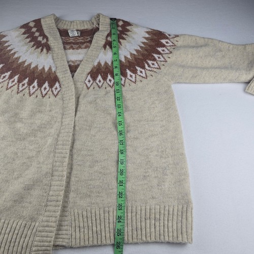 Cárdigan Suéter Aspen Nuevo sin Etiquetas Para Mujer XL Fair Isle Tejido Frente Abierto Beige Marrón - Imagen 4 de 6