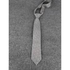 Bar III Mens Grey White Polka Dot Necktie Silk Blend Formal Business