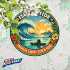 Tropical Beach Scene Round Aluminum Wall Art 8x8 Vintage Metal Tin Sign