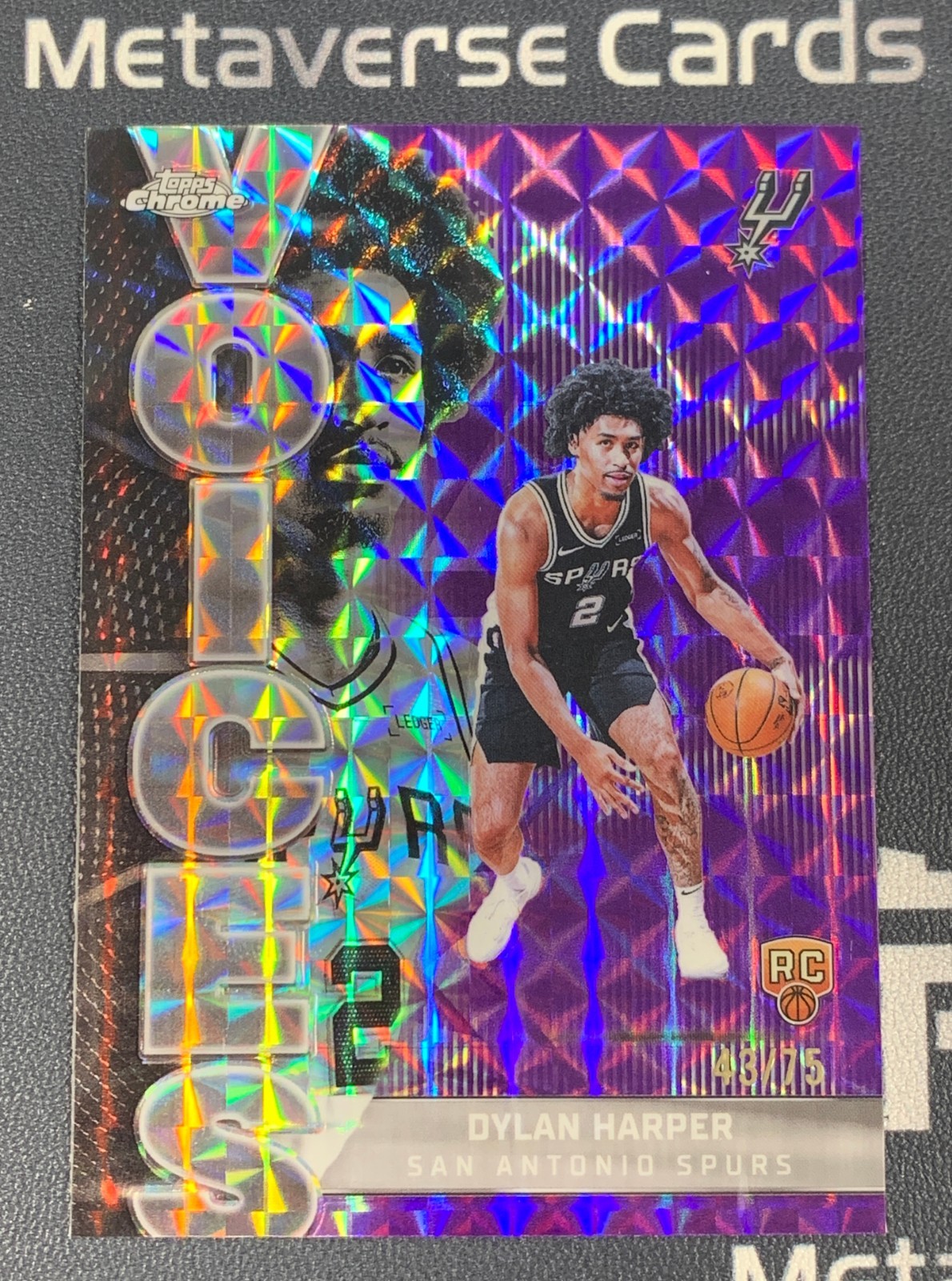 2025-26 Topps Chrome Voices Dylan Harper RC Purple Geometric Refractor /75