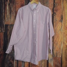 BROOKS BROTHERS Men's Sz 17.5 - 34 TRADITIONAL FIT Non-Iron Dress Shirt Button