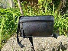 Vintage Coach Pouch Clutch 80s Glove Tanned Leather Suede Interior Black