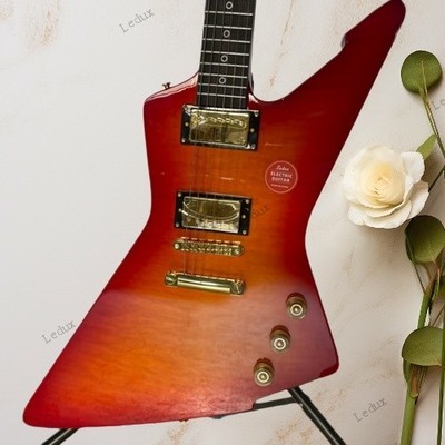 Figured Maple Top Veneer Electric Guitar Soild Body Stainless Rounded Fret Edge