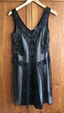 Belle By Oasis Black Embellished Sheer Dress w 2 Cami Slips Black & Beige Party