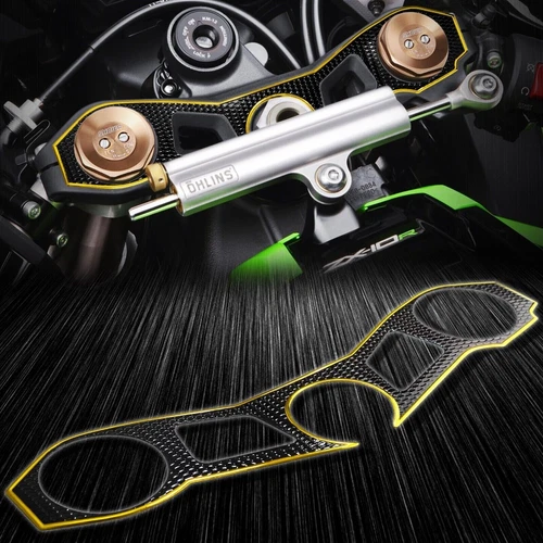 Handle Yoke Cover Chromed Gold/Black Sticker Protector Pad 11-15 ZX-10R ZX1000 - Picture 2 of 5