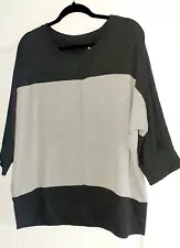 TAHARI SPORT 1X Gray & Charcoal Pullover Knit Top Active Wear 3/4 Dolman Sleeve
