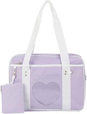 Pastel Ita Bag Heart Japanese Kawaii Large Anime Pins Tote Purse Purple White