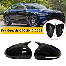 2PCS For Genesis G70 2017-2023 Gloss Black Side Door Rearview Mirror Cover Caps