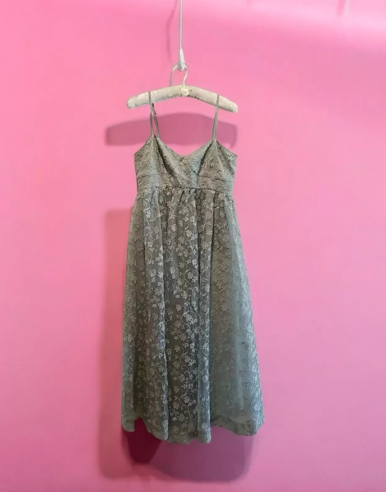 anthropologie sage green dress Anthropologie BHLDN Cove Strapless Ruffle Full Length Dress Sage Green SZ Small