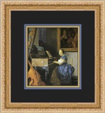 Johannes Vermeer A Young Woman Seated at a Virginal Custom Framed Print 