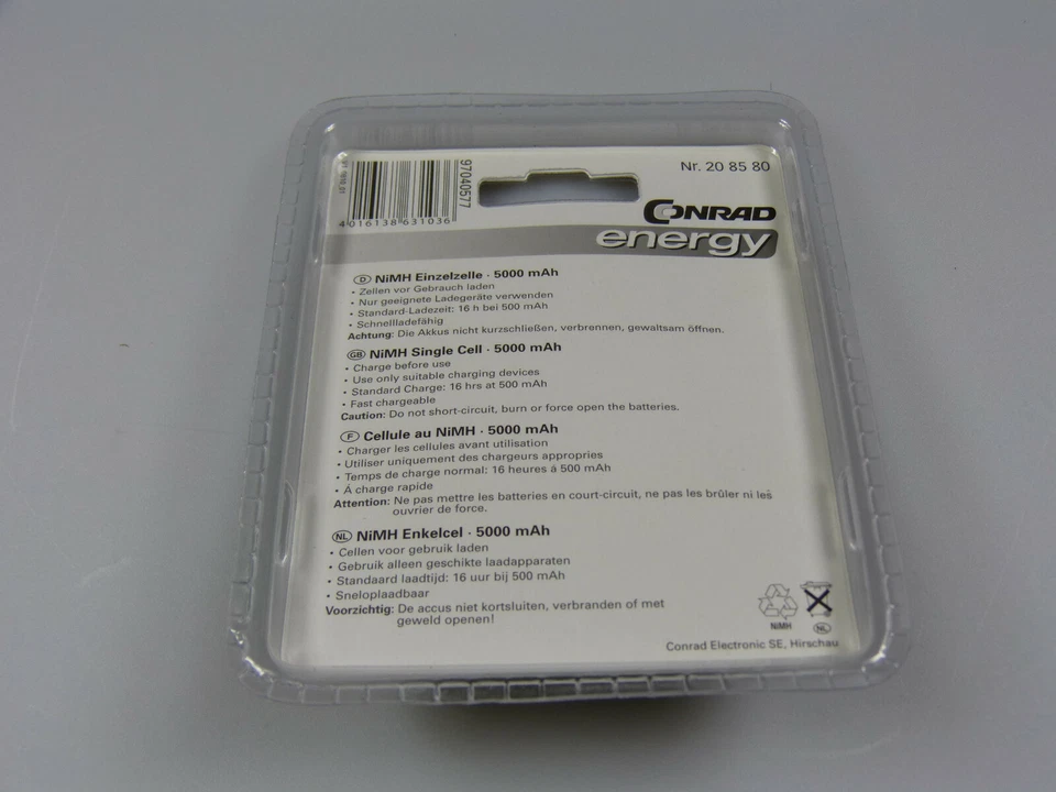 6x Conrad energy Modellbau-Akku-Einzelzelle NiMH Sub-C 1.2 V 5000 mAh Lötfahne! - Bild 2 von 3