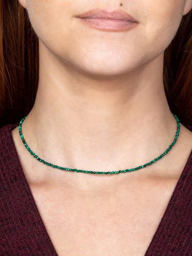 2mm Malachite Choker Natural Green Stone Facted Necklace Healing Reiki Gift - Picture 7 of 11