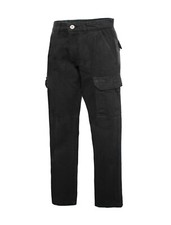 Men's Cargo Jeans Straight Leg Denim Pants with Pockets Black