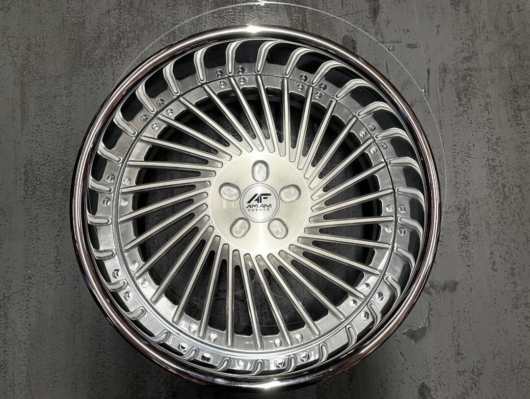 22" AMANI FORGED STAGGERED WHEELS ANY 5 LUG BRUSHED BENZ BENTLEY AUDI CUTLASS 