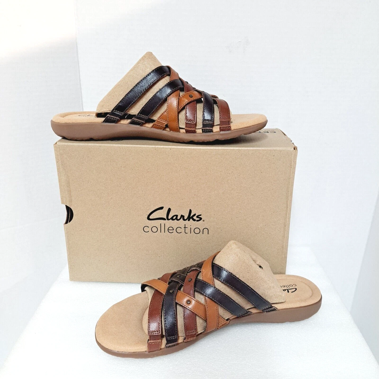 Sandalo donna Clarks Elizabelle Rio comfort 26177118 marrone misto pelle taglia 11