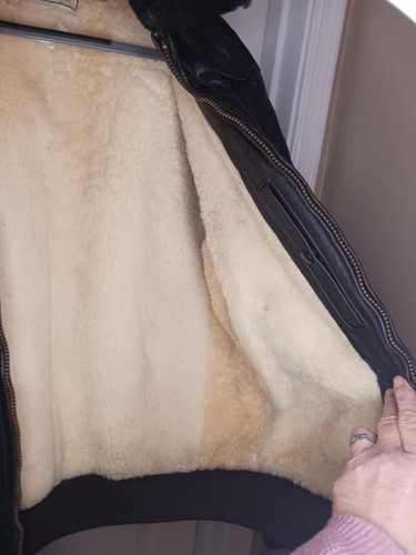 Vintage LL Bean Ziegenleder A-2 Bomber Fliegerjacke Sherpa Lammfell gefüttert Gr. 44 USA - Bild 6 von 18