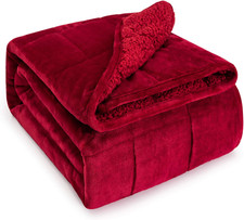 Cozy 15 Lbs Sherpa Fleece Weighted Blanket, Ultra Fluffy 60x80 Inches, Burgundy