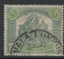 Malaysia federated states 1 dollar green & grey green stamp SG 48