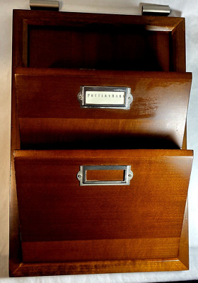 Pottery Barn Wood File Letter Holder Pocket Organizer Wall Mount Daily System