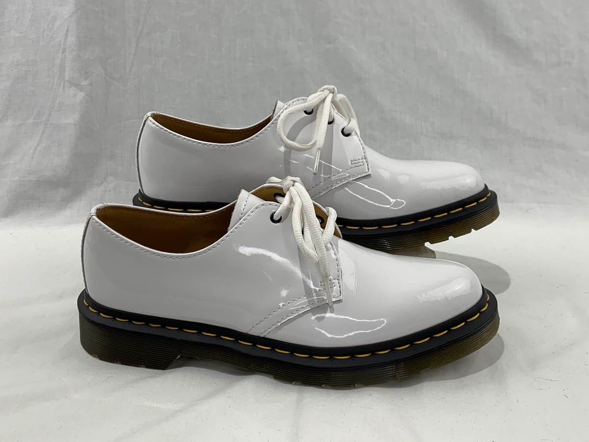 Martens White Croc Embossed Low Top Patent Leather Shoes Women’s Size