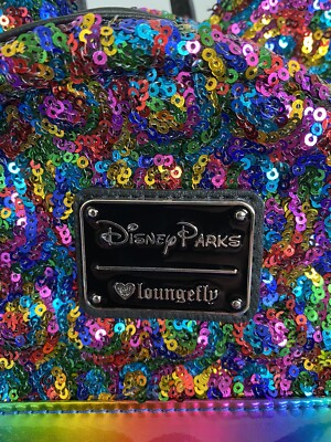 Disney Park Loungefly Sequin Mickey Mouse Rainbow Mini  display picture 2