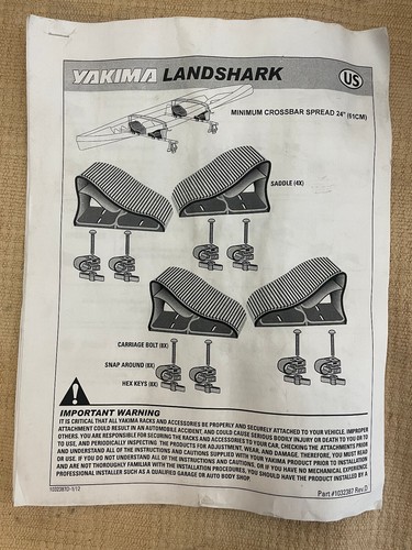 Set x 8 Yakima LandShark Saddles Kayak Roof Rack + SNAR Mounts Mako HullyRollers - Picture 13 of 13