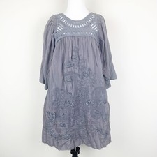 Mango Suit Womens Dress Gray Size 4 Floral Embroidered Design Crew Neckline