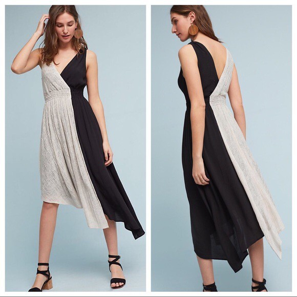 two tone asymmetrical dress Maeve Elisabel Asymmetric Midi Size XL D40 Little Black Dresses | Modessa Couture MO26714 Collection Color:Floral Sea