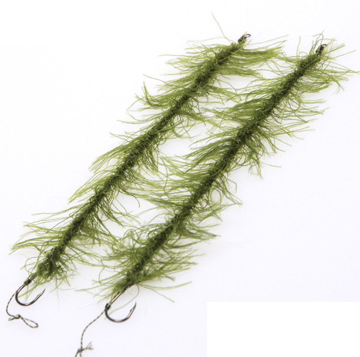 2xSeaweed Line Weed Hair High Carbon Stainless Steel 6# Hook Fishing Accessories - Image 1