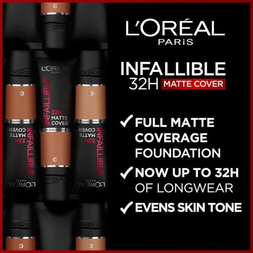 New L'Oreal Infallible 24H Matte Cover Foundation 30ml - 25 Rose Ivory - Picture 3 of 17