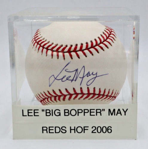 Lee "Big Bopper" May Cincinnati REDS HOF 2006 3x All-Star autographed baseball