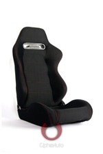 Cipher Auto Black Clothred Outer Stitching Universal Racing Seats Pair New