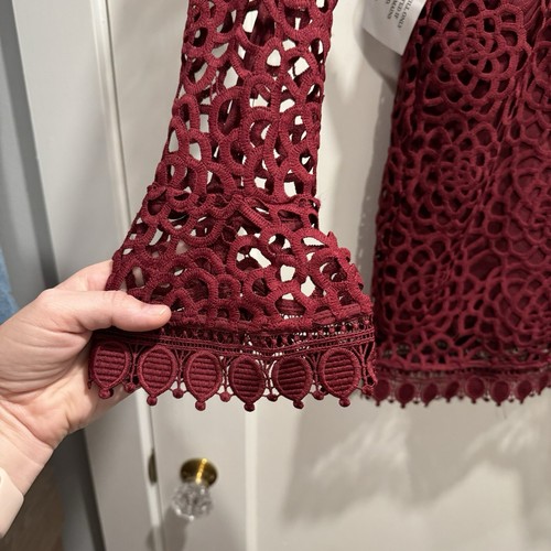 NWT Anthropologie Talulah Lace Mini Dress Red Burgundy Valentines Day Dress Sexy - Picture 9 of 17
