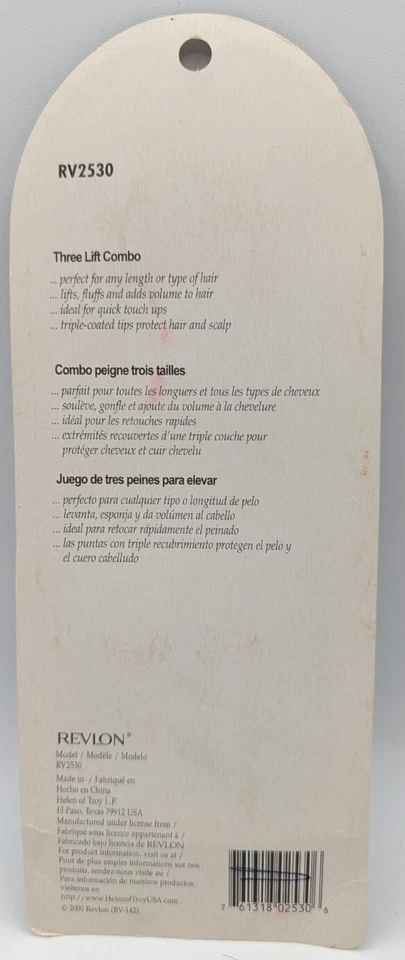 Peine de colección Revlon Hair Lifting Pick paquete de 3 RV2530 sellado sin existencias ¡DEFECTUOSO LEER!! Foto 3 de 4